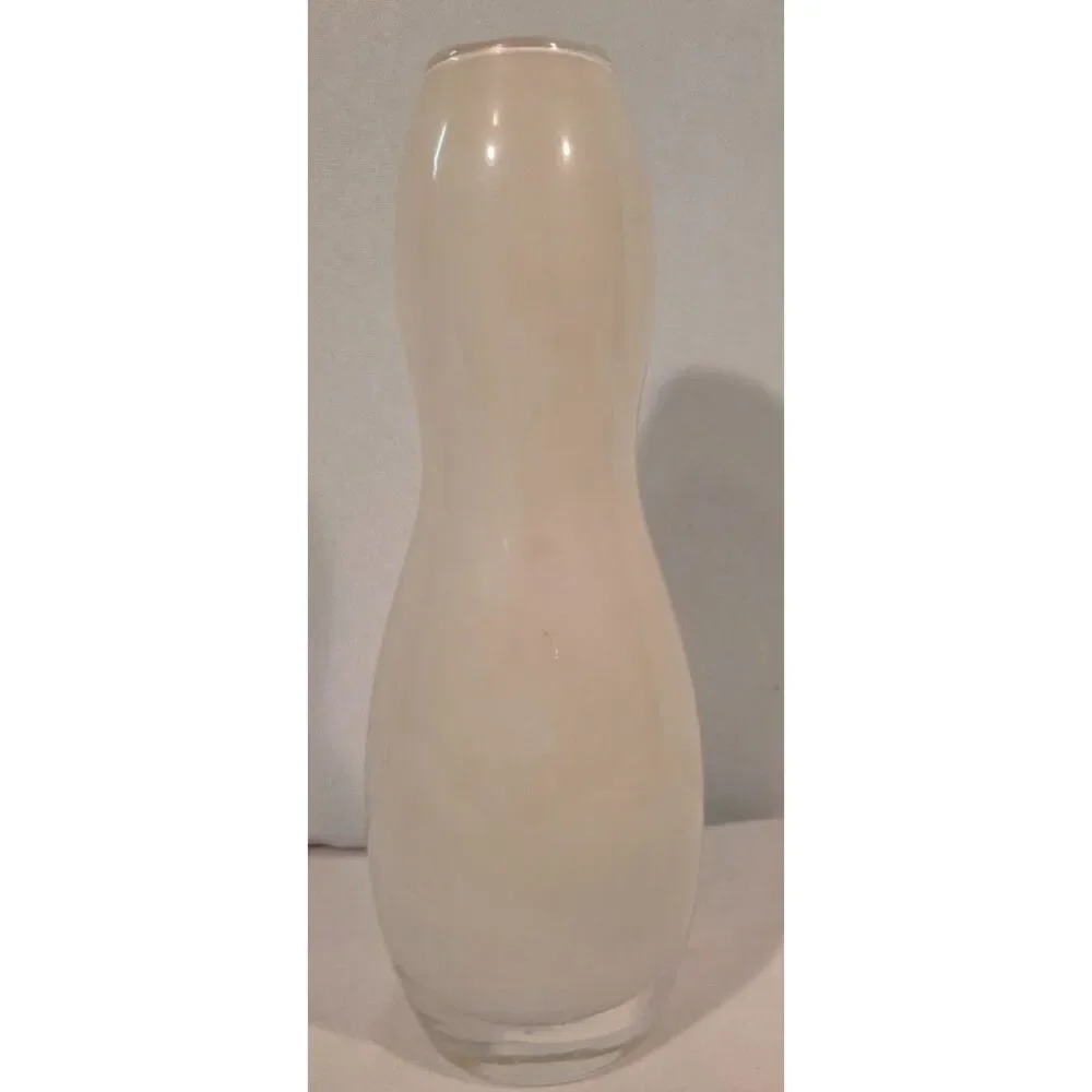 Vintage Hand Blown Polish Art Glass Vase White Satin Glass Bud Vase